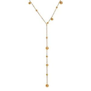 Stainless Steel Bead Long Pendant Necklace‎ Minimalist 18 K PVD Plated
